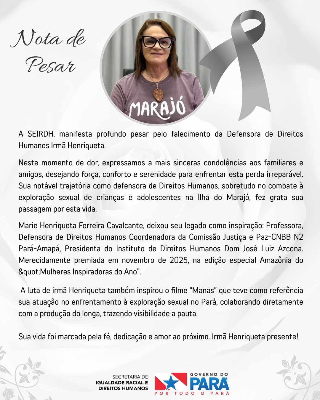 Nota de Pesar Irmã Henriqueta